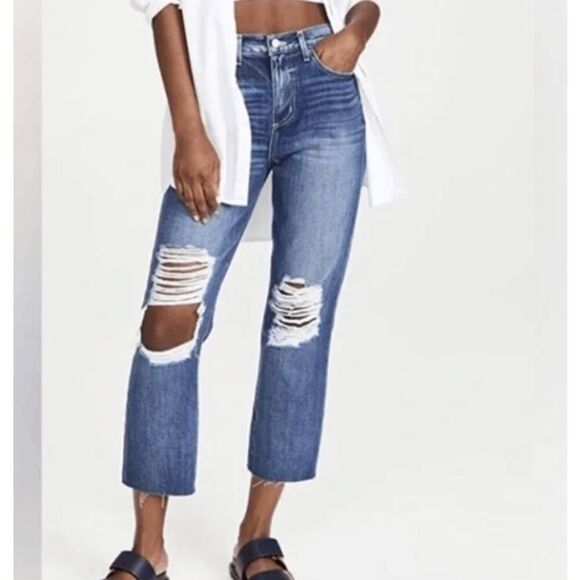 NEW! L'Agence Adele High Rise Crop Stove Pipe Jeans in Newberry Wash Size 27 - Picture 1 of 15